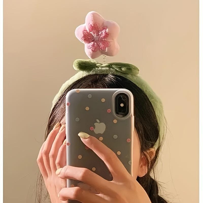 1pc Women'S Cute Charming Peach Plush Hair Hoop Women'S Face Washing Non-Slip Soft Hair Band