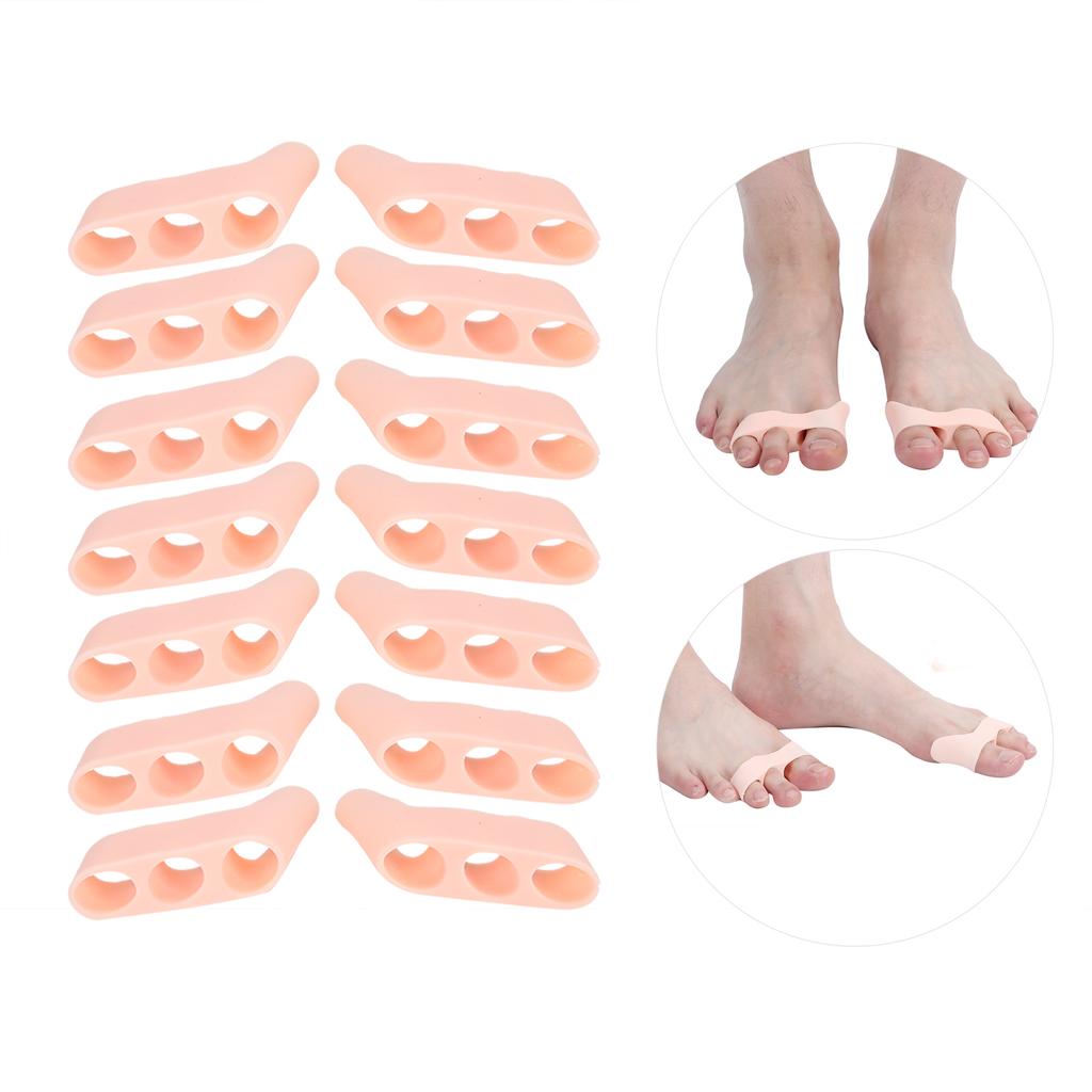 7 Pairs 3 Hole Little Toe Separator SEBS Hallux Valgus Toe Corrector Separation ToolBright Skin Color