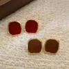 Retro Red Square Stud Earrings, New Popular Earrings, Design Sense, Advanced Temperament, Niche Earrings Tide