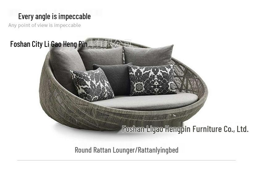 Round Rattan Outdoor Sofa Bed for Patio, Terrace, or Poolside Lounge