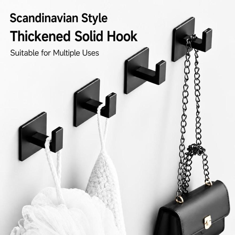 1pc Wall Mounted Adhesive Wall Hooks Aluminum Robe Hook Bathroom Hook for Bath Kitchen Bedroom