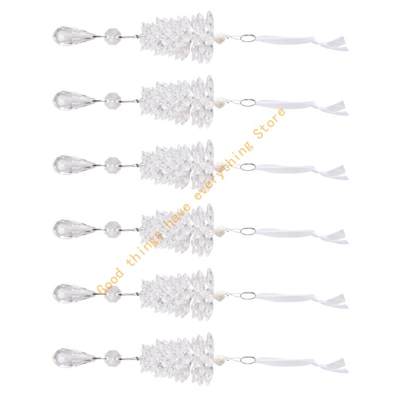 6 Pcs Christmas Tree Decoration Simulated Pinecone Pendant Ornament for Holiday 55KF