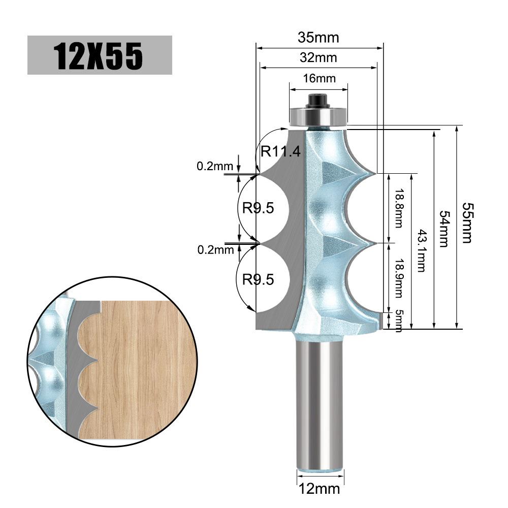 

Double R Bead Cutter, Cabinet Line Cutter, Decorative Line Cutter, Engraving Machine, Trimming with Bearing, Woodworking Curve Cutter Double R convex bead knife 12 * 55