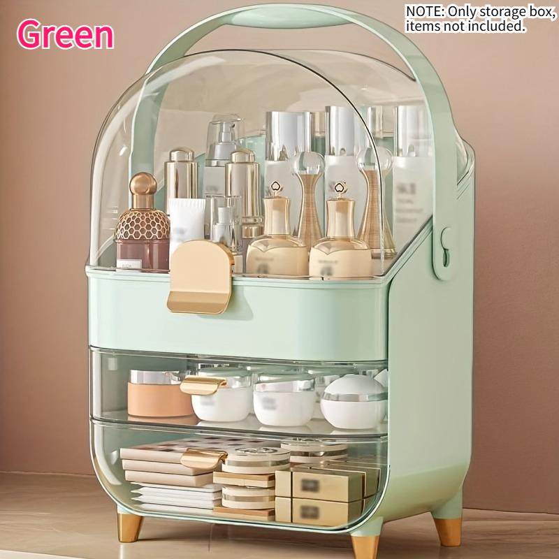 

PGY Pink Cosmetic Storage Box Skincare Organizer Big Capacity Dust-proof Transparent Display Case Vanity Lipstick Mask Organizer зелений