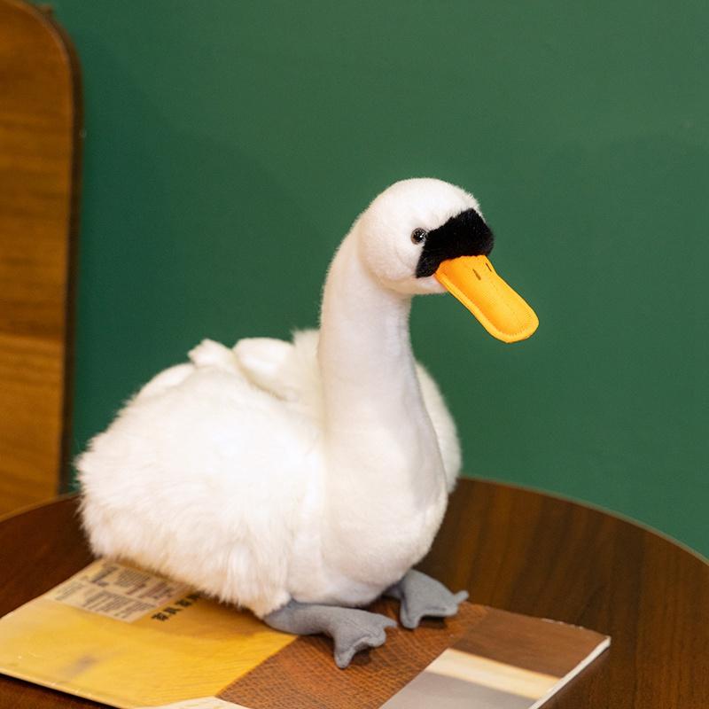 24cm Simulation Black and White Swan Plush Toys Cute Bird Stuffed Animal Doll For Lover's Gifts