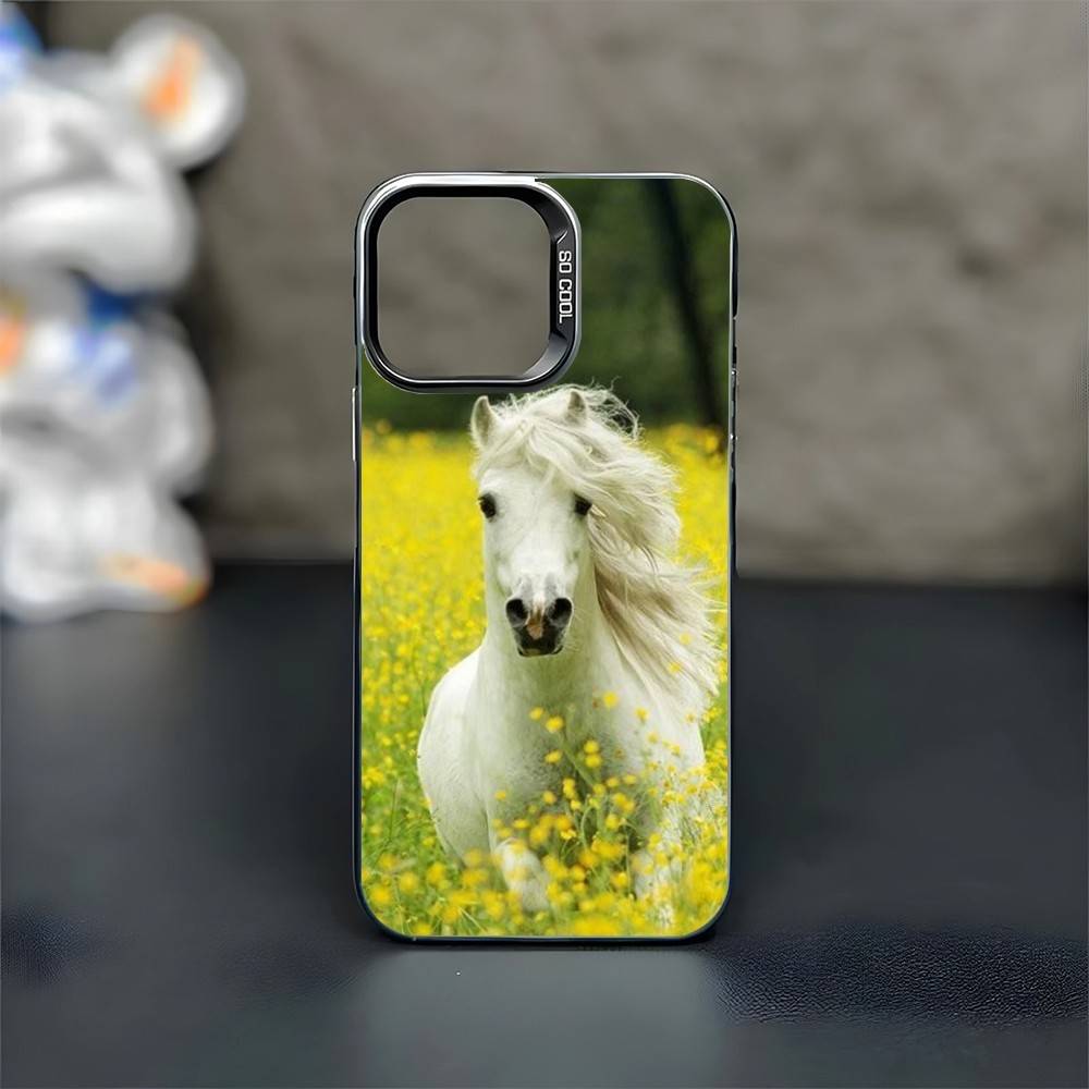 Horse Great Beauty Galloping Phone Case For iPhone17,16,15,14,13,12,11 Plus,Pro Max Black Matte Shockproof Cover