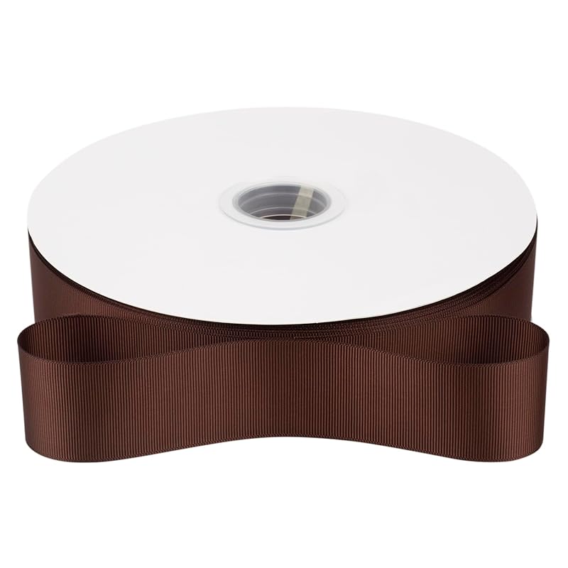[Tekdeere]Width 38mm Solid Brown Grosgrain Ribbon, Perfect for Gift Wrapping, Sewing, Hair Accessories, Wedding Decorations - 91m/roll
