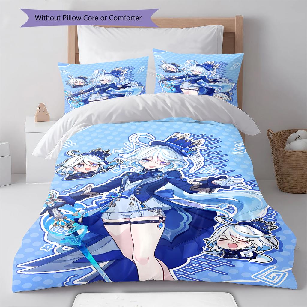 Genshin Pattern Bedding,Quilt Set Quilt Cover Pillowcase Home Birthday Gift (1 * duvet cover + 2 * pillowcase, without core)