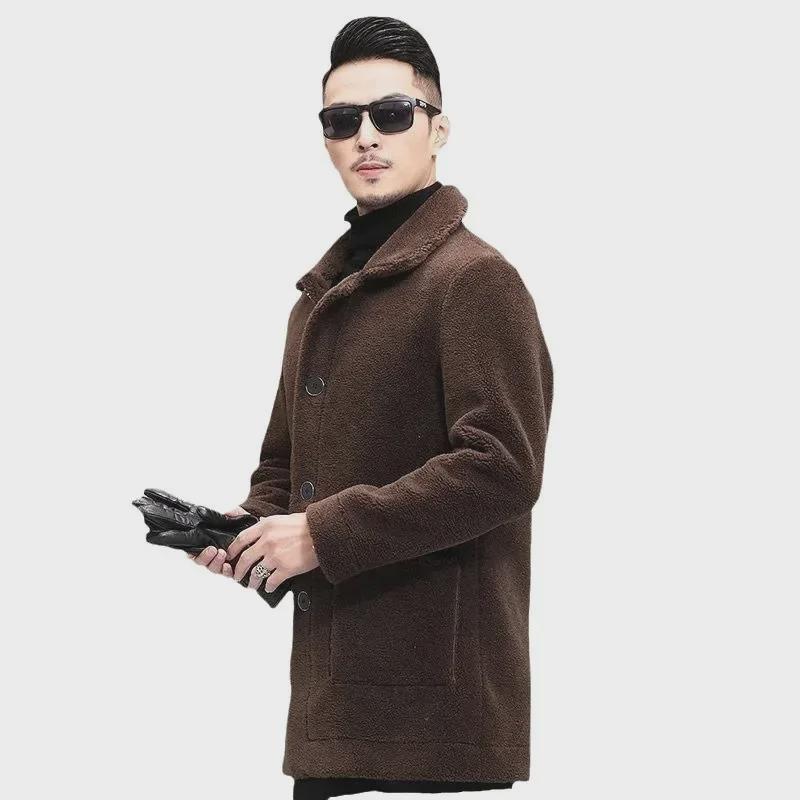 Men's Faux Lambskin Jacket - Short Lapel Coat for Autumn/Winter