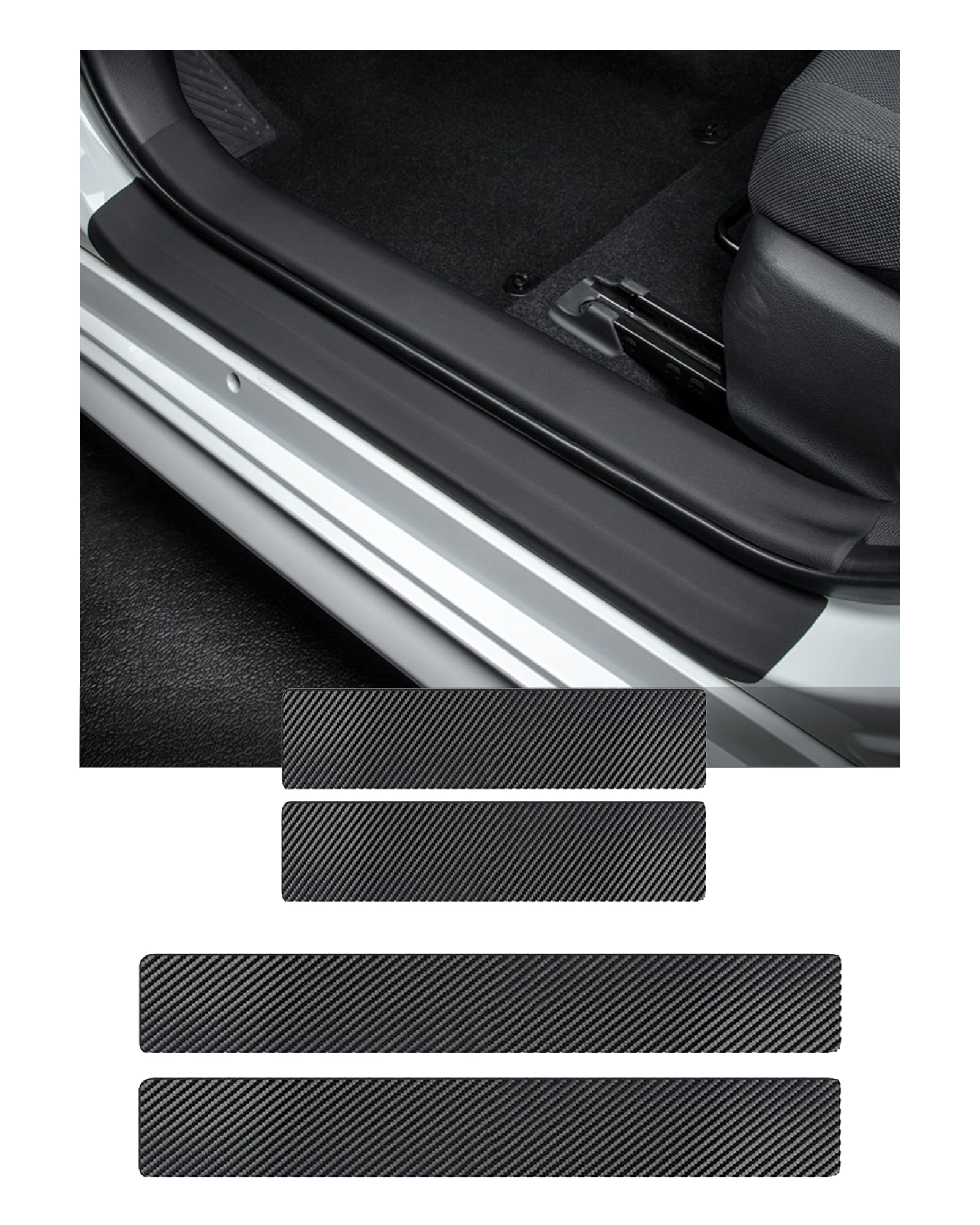 

SHILSJ Black Car Door Sill Guard Door Sill Protection Cover, Compatible with Door Mall,