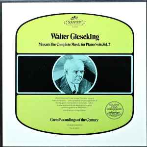 LP Record WALTER GIESEKING - Mozart The Complete Music For Solo  ID6048 SERAPHIM US Classical Used