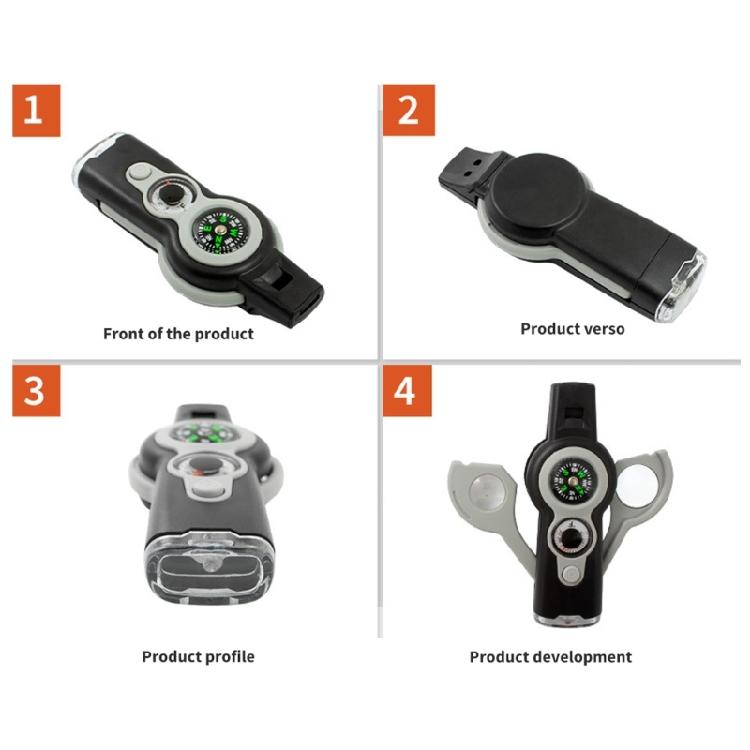 7 in 1 LED Light Whistle Thermometer Compasses Outdoor Survival Emergencies Tool