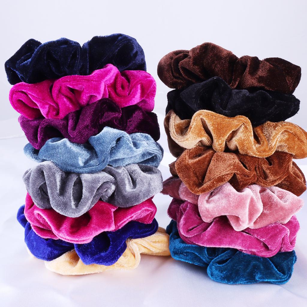 7pcs Vintage Velvet Scrunchie For Women Girls Elastic Bow Hair Rope Shinny Ponytail Holder Soft Hair Rope Hair Accessories