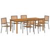 Garden Dining Set 7 Pcs Grey Solid Acacia Wood