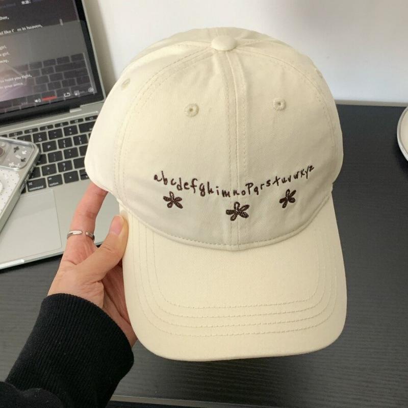 Embroidery Small Flower Letter Baseball Cap Men And Women Versatile Big Head Circumference Showing Face Small Peaked Hat Sun Hat