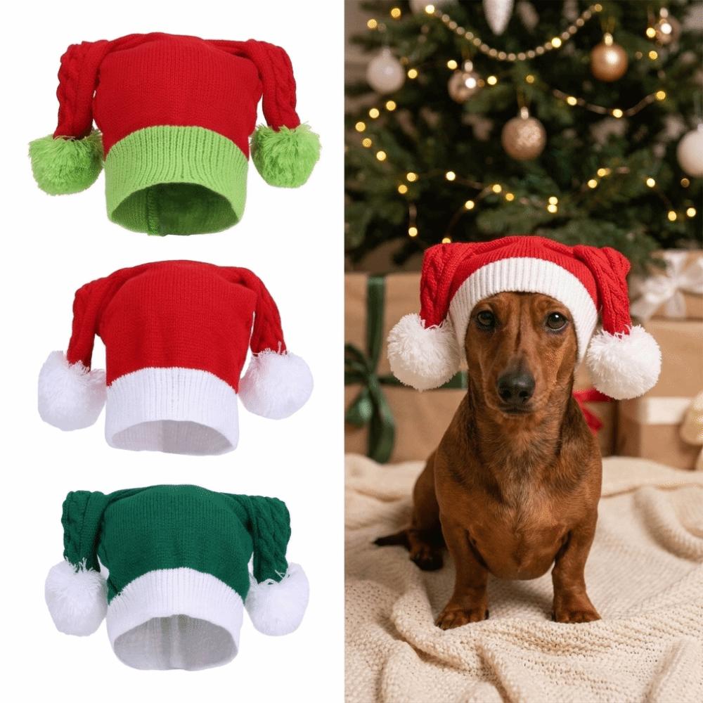 Knitted Fabric Christmas Beanie Hat Stretchy Fit Holiday Knit Cap  Christmas Party