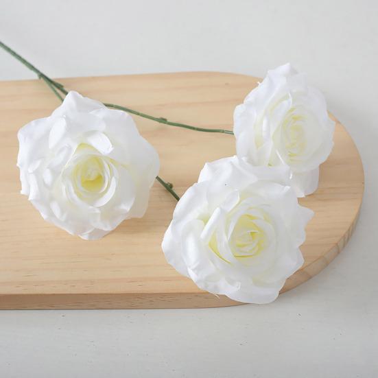 3 Blüten Künstliche Rose Blume Realistischer Falscher Rosenzweig mit Stiel für Vase Tischmittelstück Haus Hochzeit Party Dekoration