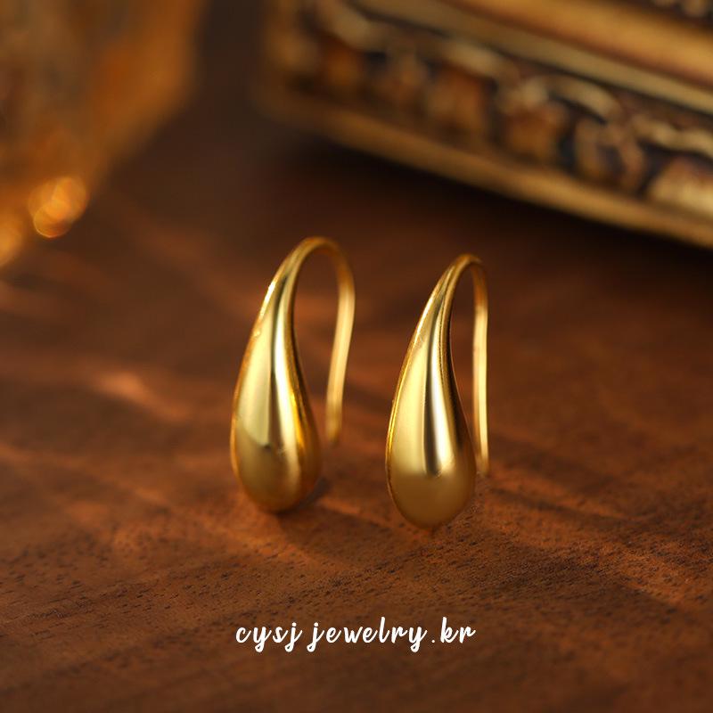 Cui Yan S999 Silver Korean Minimalist Water Drop Ear Hooks for Women - Trendy Cross-Border Ins Hot Earrings