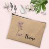 Personalized Customization Birth Month Date Flower Makeup Bag Women Travel Makeup Zipper Handbag Toilet Toiletries Wallet