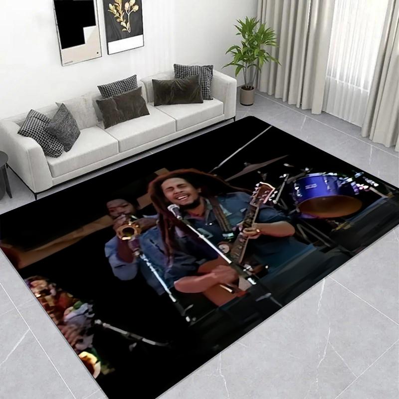 Reggae Musician Live Concert Print Area Rug, Non-Slip Music Themed Floor Mat