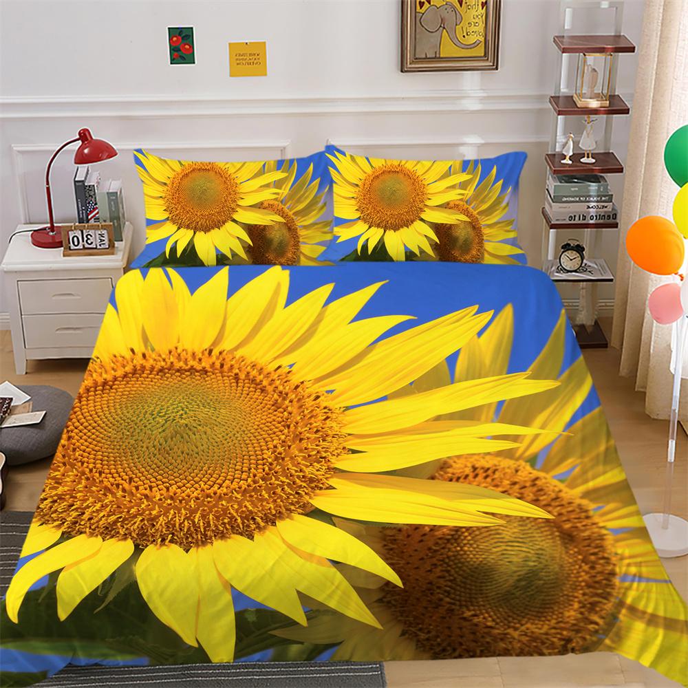 Juego de funda nórdica con estampado de flores en 3D, ropa de cama, colchas de poliéster de tamaño doble, ropa de cama para el hogar a la moda