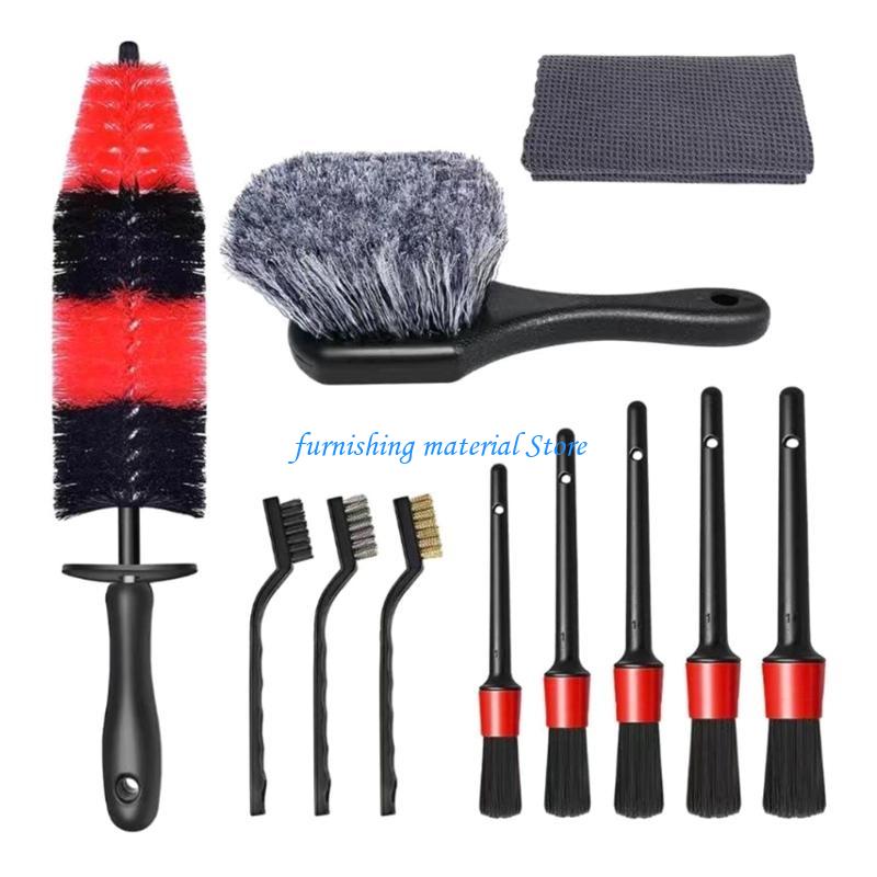 Y5GD 11Pcs Car Detailing Brushes Set for Wheel Cleaning Wheel Brush Car Cleaner Cleaning Tool for Dust Removers Dirty Tyre