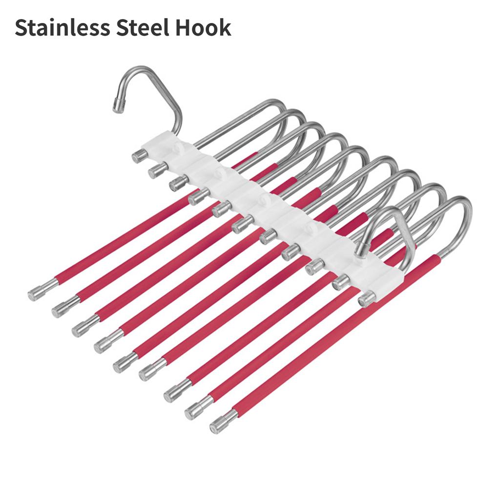 Multifunctional Foldable Pants Hanger,5/9 Layer Wardrobe Storage Rack for Scarf Towel,Space-saving Retractable Clothes Organizer