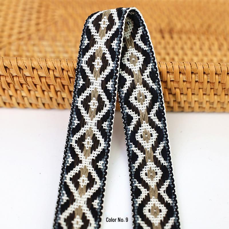 Colorful Ethnic Jacquard Ribbon for Clothing, Shoes, Hats, Packaging, and Decorative Accessories (30-34mm Wide)