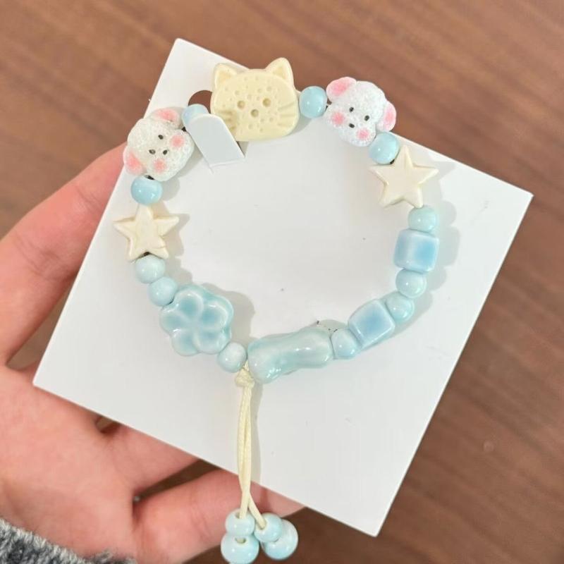 1/4Pcs Kitten Beaded Bracelet Ceramics Cute Cat Charm Bracelet For Women Lovers Gift Girls Fashion Jewelry Gift Y2K Accessories