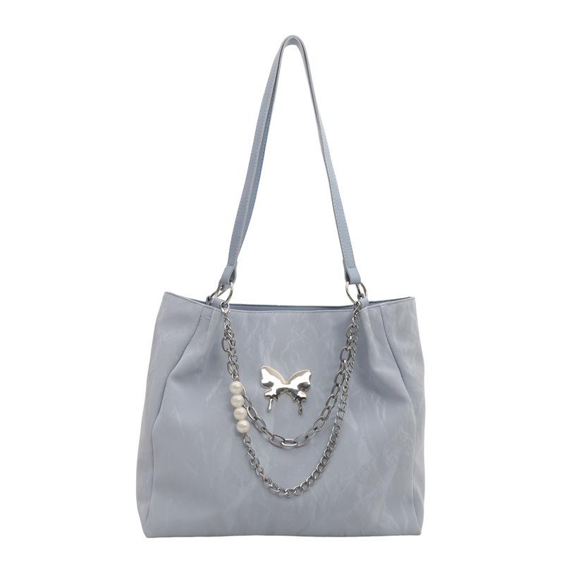 Casual Bow Solid Color 2025 Simple New Large-capacity Fashion Commuter Chain Pearl Single Shoulder Underarm Bag Soft
