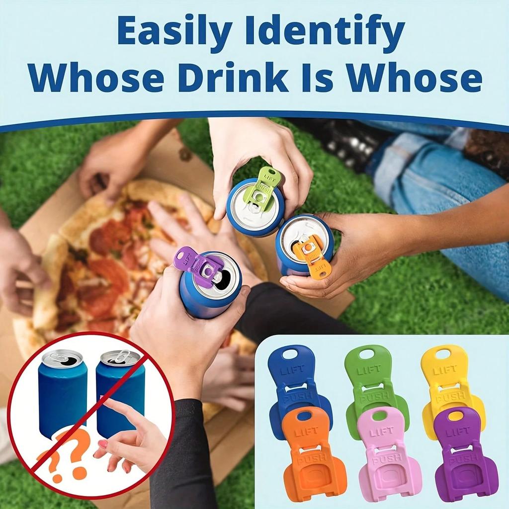 6/12/18pcs Color Beverage Can Opener With Protective Cover Plastic Tab Can Openers Reusable Easy Can Opener Kitchen Tool