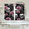 2PCS Digital Printed Curtains with Gothic Roses Design, Stylish Window Drapes for Living Room Bedroom Home Decoration and Kitche