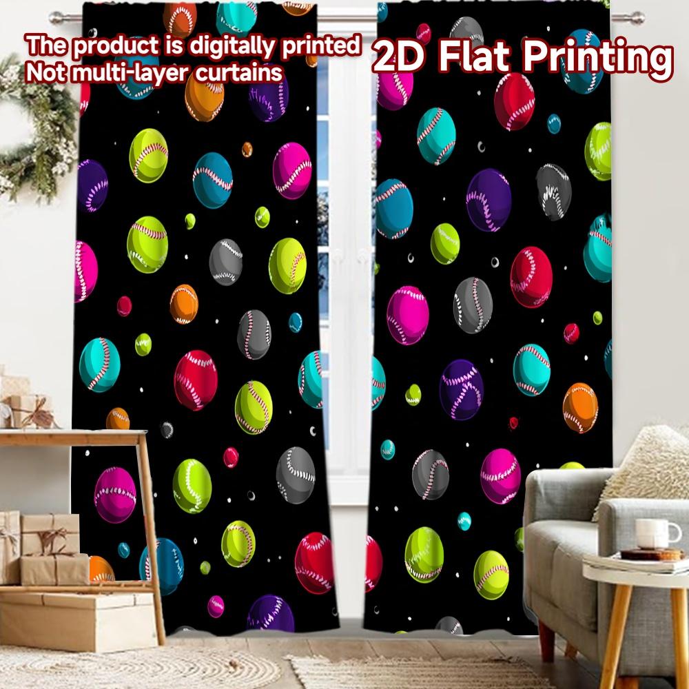 

2pcs, 2D FLAT PRINTING Curtains (Without Rod) Colorful Baseballs Halloween Festival Fashion Curtains Polyester Curtains 52.50 × 116.00 cm 2 pcs