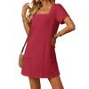 IHUASU Women's  Short Sleeve Square Neck Fashion Summer Spring Casual Dresses Elegant