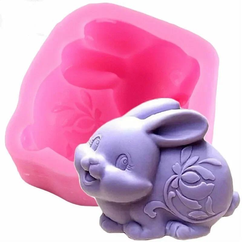 Cartoon Easter Rabbit Silicone Mold DIY Handmade Soap Mold Rabbit Aromatherapy Candle Mold Kitchen Baking Cake Decoration Mold