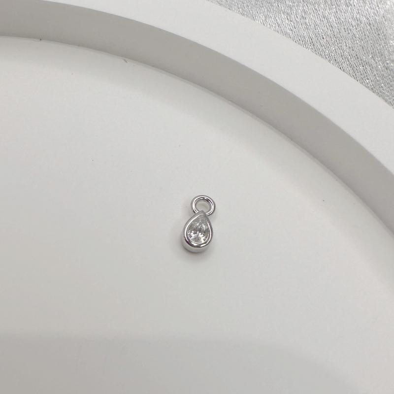 S925 Silver Mini Water Droplet Heart Round Pendant Charms Zircon Pendant Accessories for Necklace Jewelry Making SD12