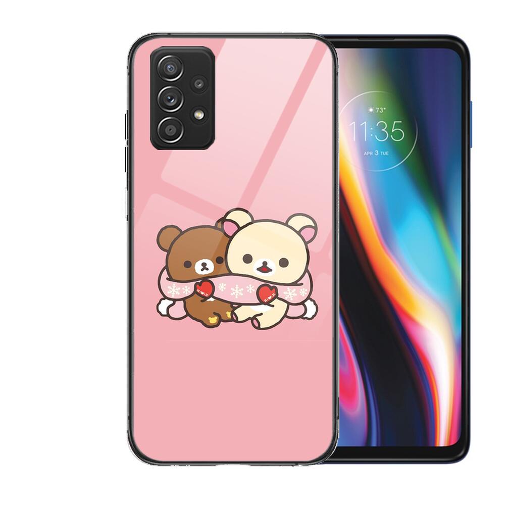 TOPLBPCS Cute Rilakkuma Tempered Glass Case Phone For Samsung Galaxy A51 A71 A60 A70S A70 A80 A21S A41 A20E A50 A30S 5g A32 A40S