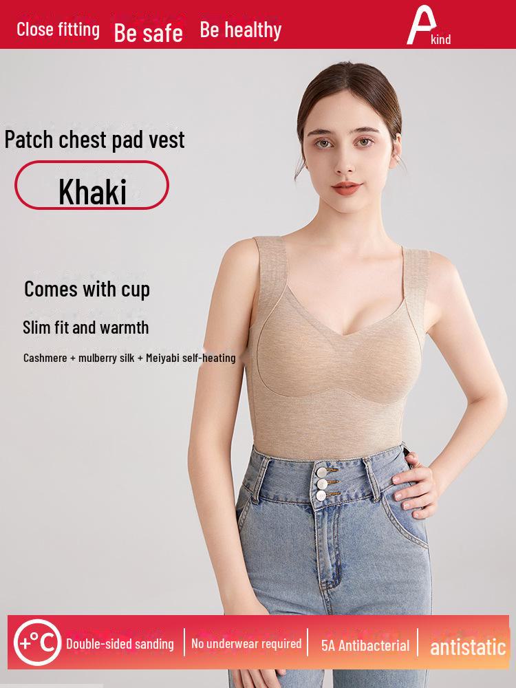 

Женский бархатный жилет с V-образным вырезом: Сращиваемый дизайн, толстая теплая накладка на грудь, защита живота — идеально подходит для осени и зимы XXL