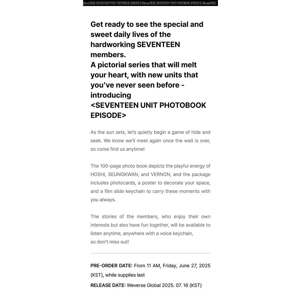 Seventeen Unit Photobook