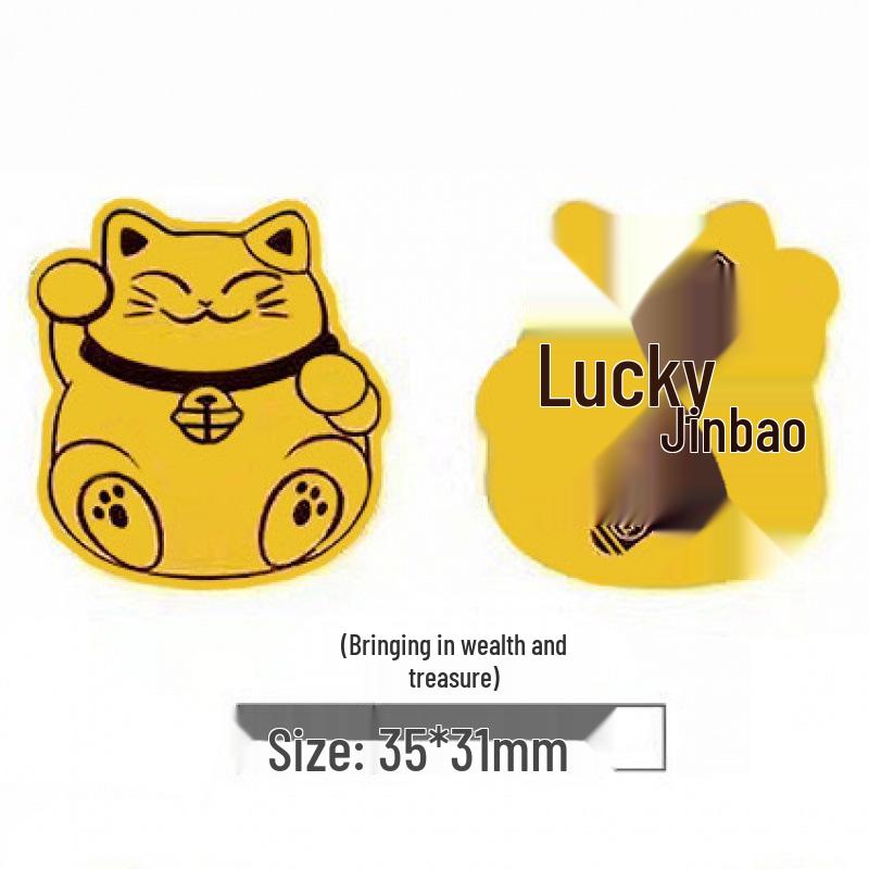 Year of the Horse Gold Lucky Cat Phone Sticker – 999 Pure Gold, Get Rich Charm, Small Gift