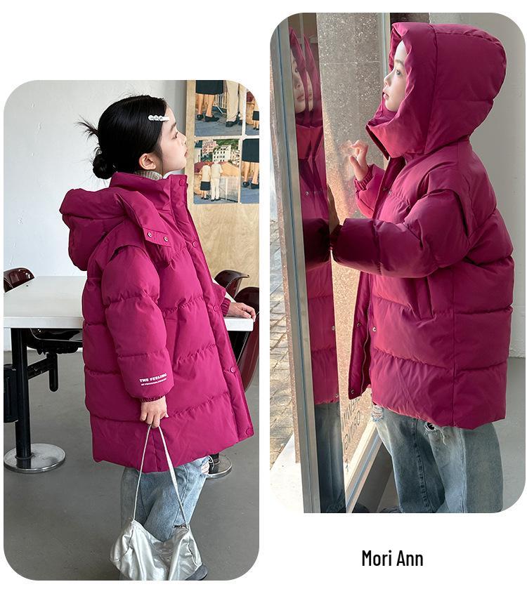 Palton de iarnă de lungime medie, căptușit cu bumbac, stil coreean, pentru băieți și fete, 2025