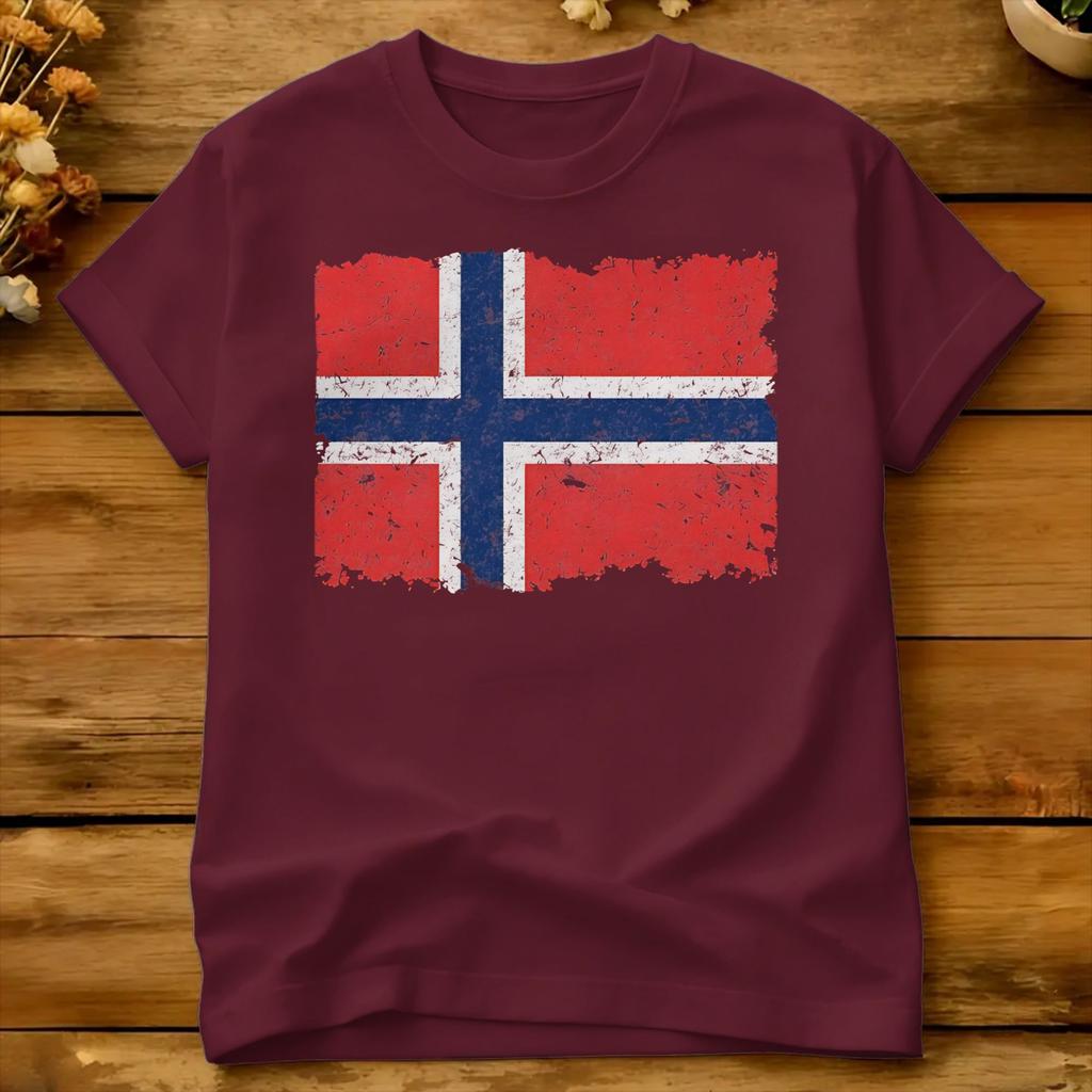 Harajuku Tshirt Beach Vintage Norway Flag Hipster T Shirts Cotton Tshirt For Adult Y2k Classic Short Sleeve Tops