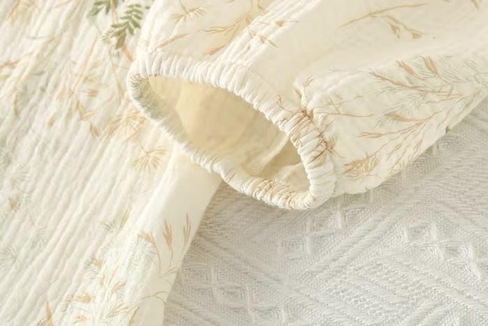 Netakara Double Gauze Long with Loungewear Solid Winter Long Sleeve Green Women's Pajamas, Sleeve, 100% Cotton, Pockets, Set, Comfortable, Color,