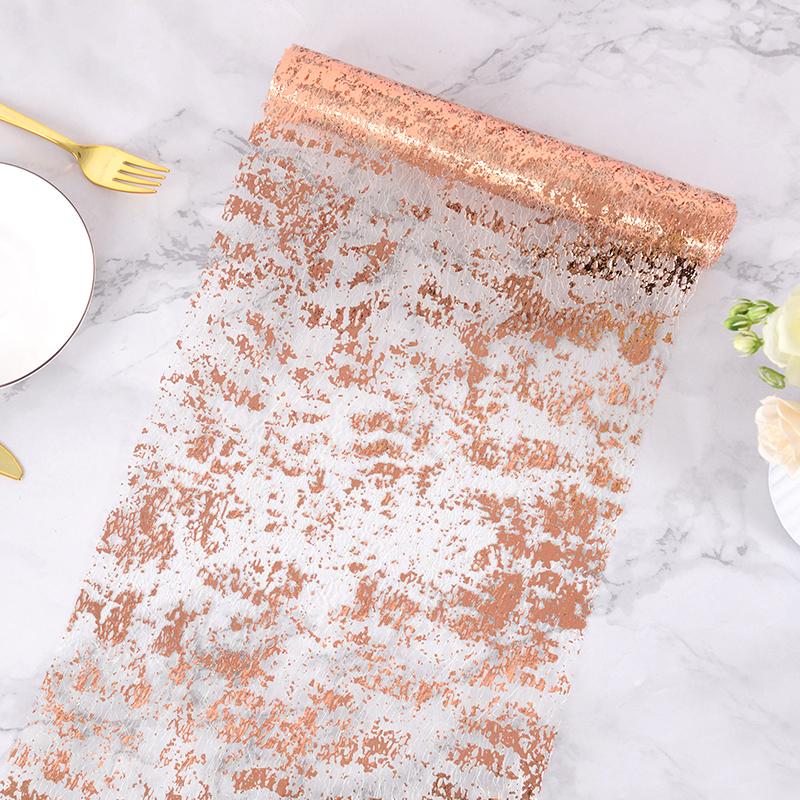 

Metallic Gold Table Runner Sequin Glitter Mesh Roll Tablecloth for Wedding Event Birthday Party Home Decoration Christmas 28cmx275cm розового золота