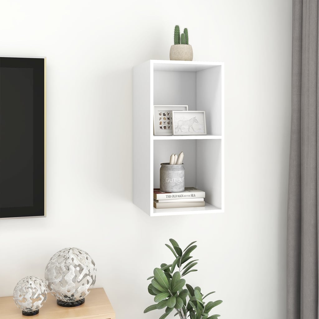 Wall Mounted TV Cabinet White 37 X 37 X 72 Cm Engineered Wood