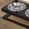 Raised Dog Bowl Stand with Adjustable Height, 2 x 900ml Stainless Steel Bowls, Black