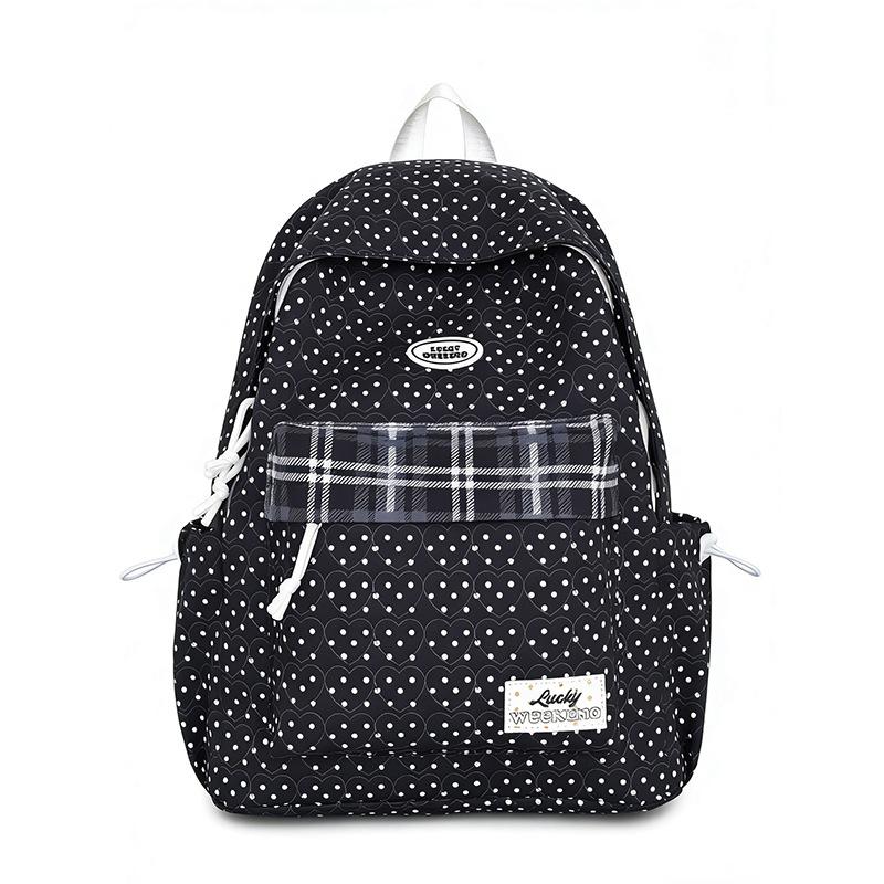 Schoolbag Korean Version Ins Small Fresh Schoolbag Cute Polka Dot Girl Heart Large Capacity Backpack Niche Light Class Backpack