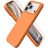 Case for iPhone 18 Pro Max, Ultra Slim Silicone Protection Anti-Scratch Orange - 2 Tempered Glasses