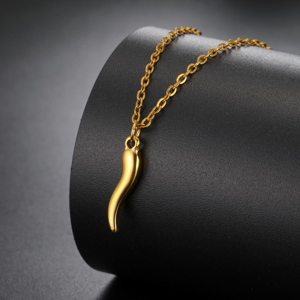 Cazador Red Color Enamel Italian Horn Necklace Gold Color Stainless Steel Necklaces Protection Jewelry Mother's Day Gifts