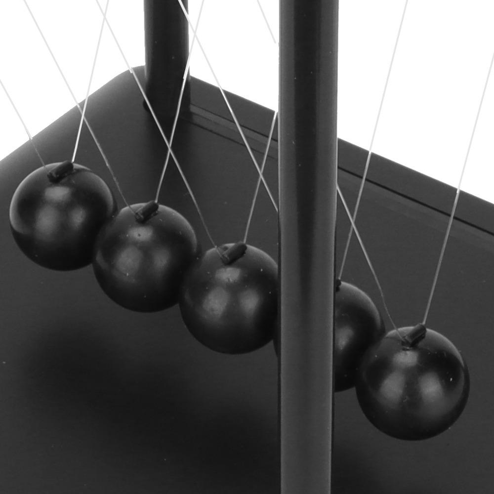 Black Pendulum Balance Balls Wooden Base Educational Decoration Toy Office Decor
